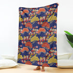 Japanese Cherry Blossom Pattern Print Blanket