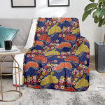 Japanese Cherry Blossom Pattern Print Blanket