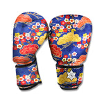 Japanese Cherry Blossom Pattern Print Boxing Gloves