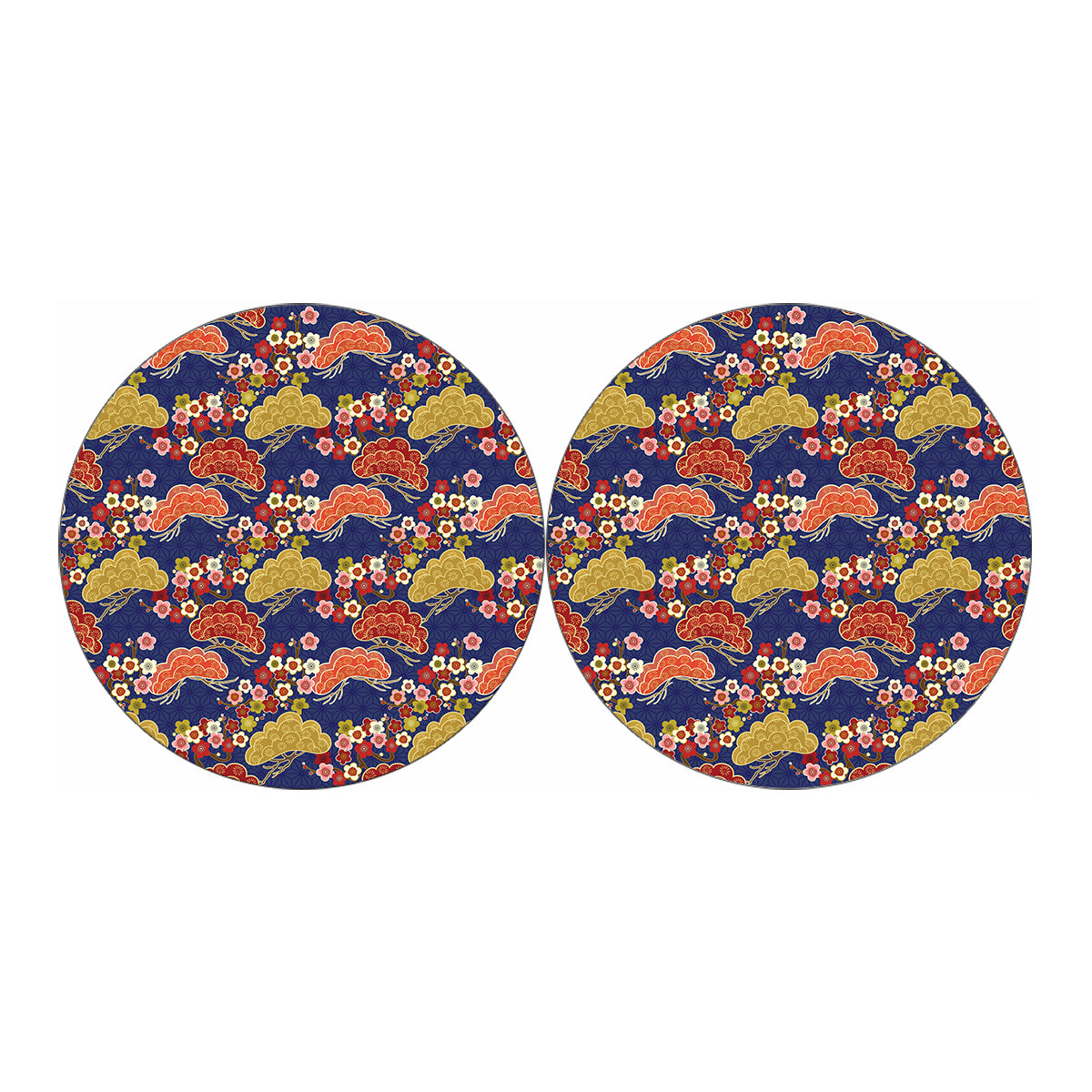 Japanese Cherry Blossom Pattern Print Car Coasters