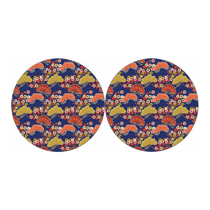 Japanese Cherry Blossom Pattern Print Car Coasters