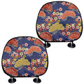 Japanese Cherry Blossom Pattern Print Car Headrest Covers