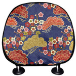Japanese Cherry Blossom Pattern Print Car Headrest Covers