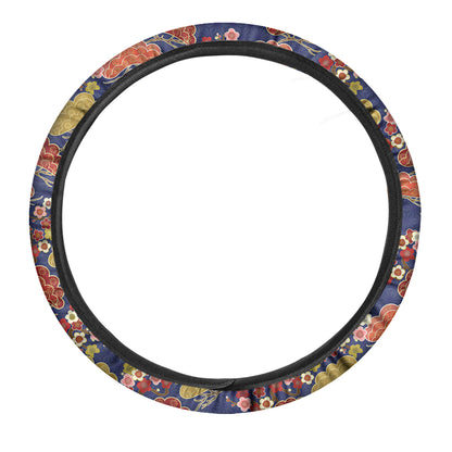 Japanese Cherry Blossom Pattern Print Car Steering Wheel Cover
