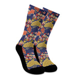 Japanese Cherry Blossom Pattern Print Crew Socks