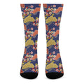 Japanese Cherry Blossom Pattern Print Crew Socks