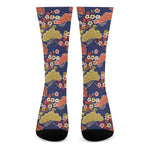 Japanese Cherry Blossom Pattern Print Crew Socks