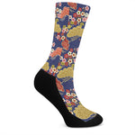 Japanese Cherry Blossom Pattern Print Crew Socks
