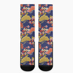 Japanese Cherry Blossom Pattern Print Crew Socks