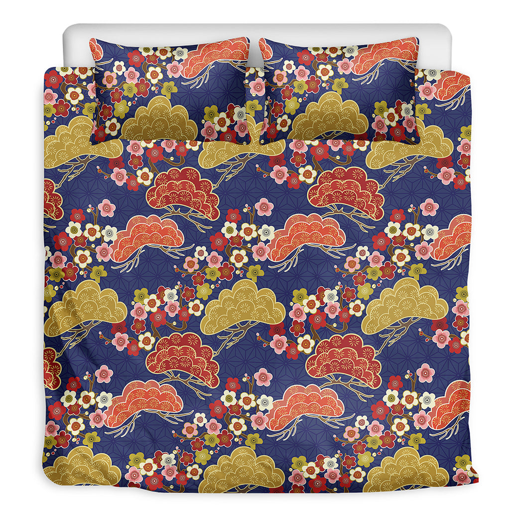 Japanese Cherry Blossom Pattern Print Duvet Cover Bedding Set