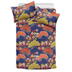 Japanese Cherry Blossom Pattern Print Duvet Cover Bedding Set
