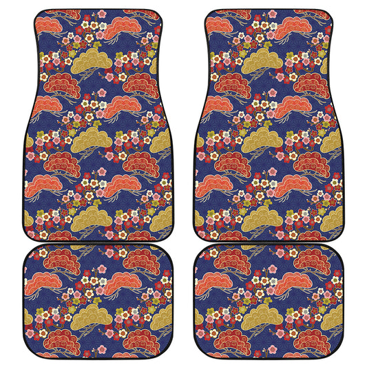Japanese Cherry Blossom Pattern Print Front and Back Car Floor Mats