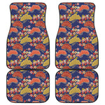 Japanese Cherry Blossom Pattern Print Front and Back Car Floor Mats