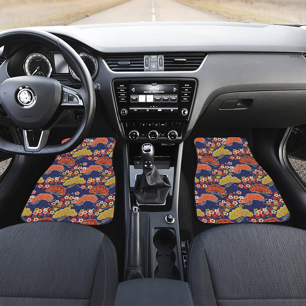 Japanese Cherry Blossom Pattern Print Front and Back Car Floor Mats