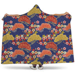 Japanese Cherry Blossom Pattern Print Hooded Blanket