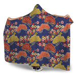 Japanese Cherry Blossom Pattern Print Hooded Blanket