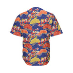 Japanese Cherry Blossom Pattern Print Men's Baseball Jersey