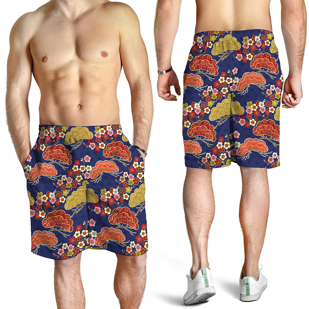 Japanese Cherry Blossom Pattern Print Men's Shorts