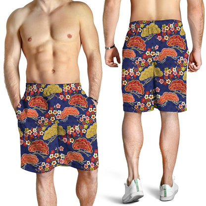 Japanese Cherry Blossom Pattern Print Men's Shorts