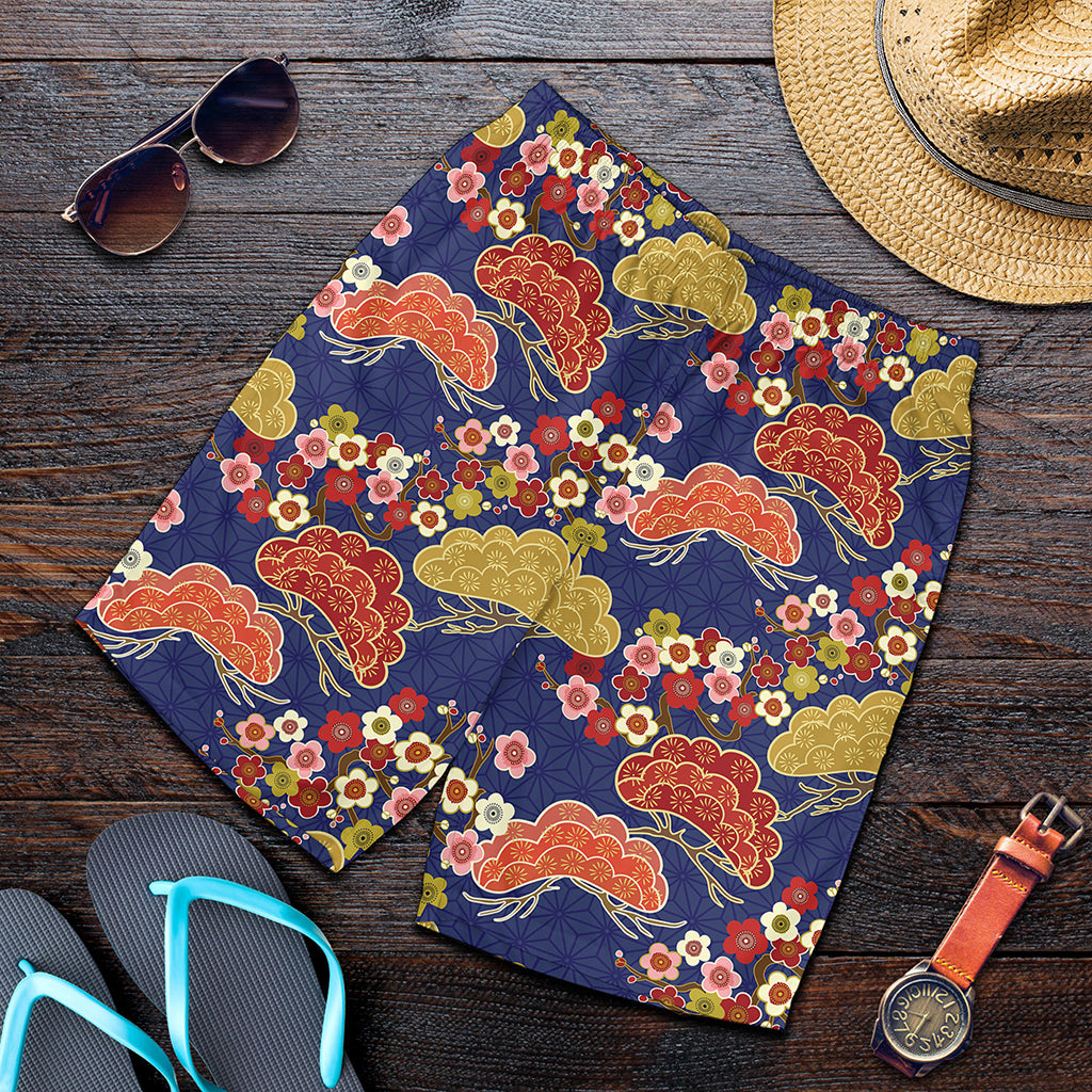Japanese Cherry Blossom Pattern Print Men's Shorts