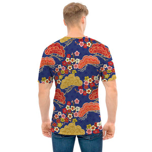 Japanese Cherry Blossom Pattern Print Men's T-Shirt