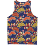 Japanese Cherry Blossom Pattern Print Men's Tank Top