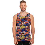 Japanese Cherry Blossom Pattern Print Men's Tank Top
