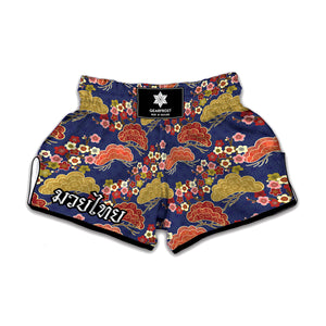 Japanese Cherry Blossom Pattern Print Muay Thai Boxing Shorts