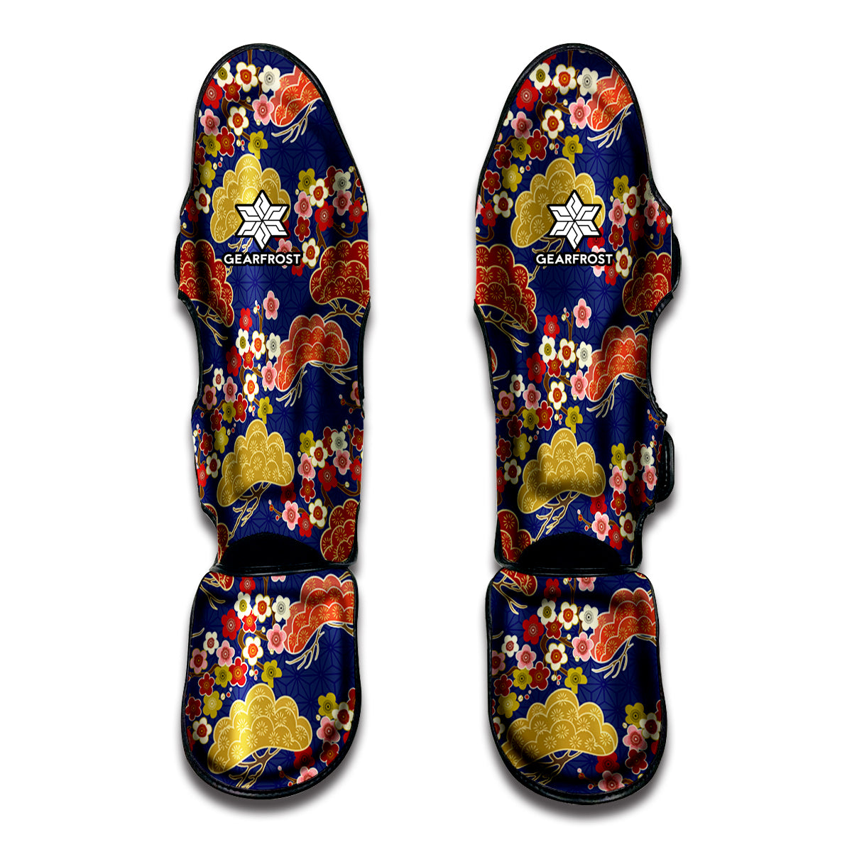 Japanese Cherry Blossom Pattern Print Muay Thai Shin Guard