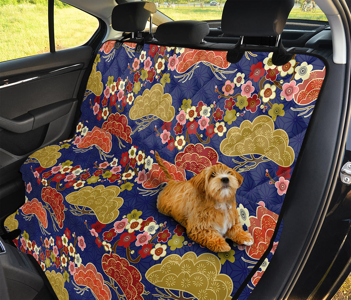 Japanese Cherry Blossom Pattern Print Pet Car Back Seat Cover