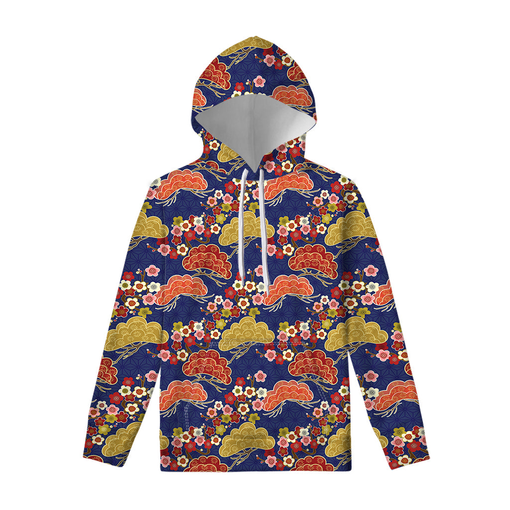 Japanese Cherry Blossom Pattern Print Pullover Hoodie