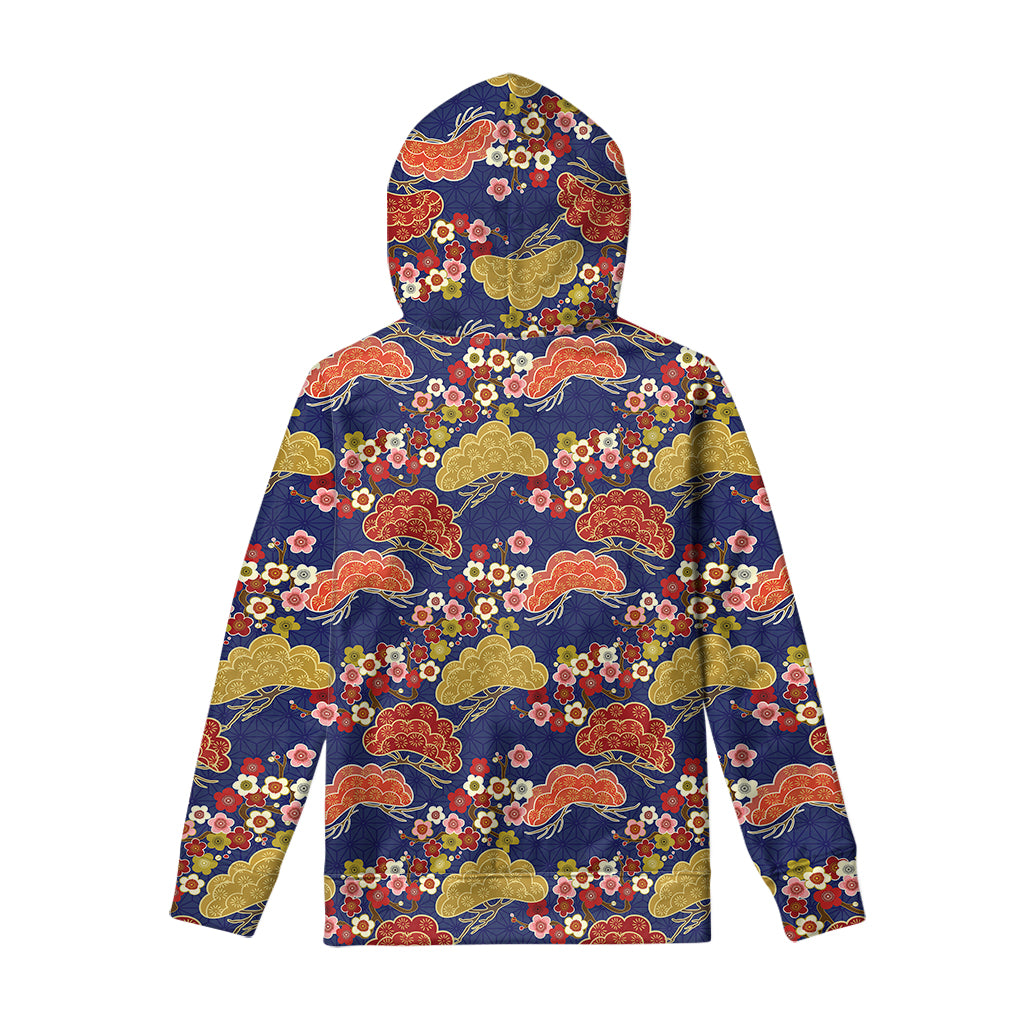 Japanese Cherry Blossom Pattern Print Pullover Hoodie