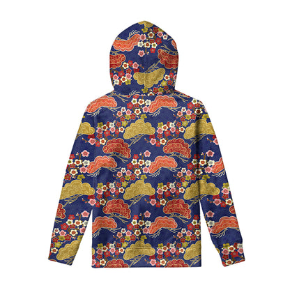 Japanese Cherry Blossom Pattern Print Pullover Hoodie
