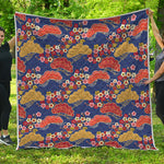 Japanese Cherry Blossom Pattern Print Quilt