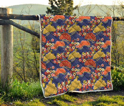 Japanese Cherry Blossom Pattern Print Quilt