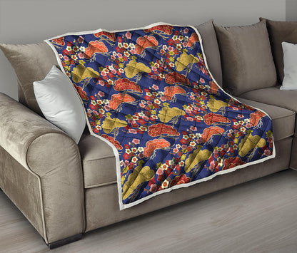 Japanese Cherry Blossom Pattern Print Quilt