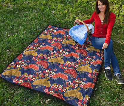 Japanese Cherry Blossom Pattern Print Quilt