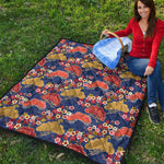Japanese Cherry Blossom Pattern Print Quilt