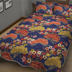 Japanese Cherry Blossom Pattern Print Quilt Bed Set