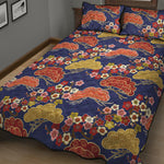 Japanese Cherry Blossom Pattern Print Quilt Bed Set
