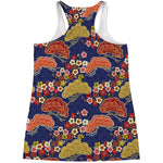 Japanese Cherry Blossom Pattern Print Women's Racerback Tank Top