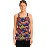 Japanese Cherry Blossom Pattern Print Women's Racerback Tank Top