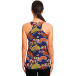 Japanese Cherry Blossom Pattern Print Women's Racerback Tank Top