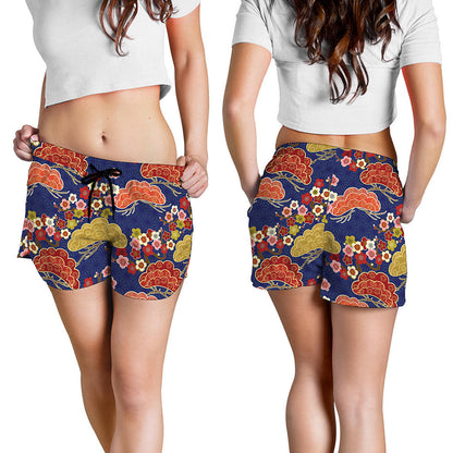 Japanese Cherry Blossom Pattern Print Women's Shorts