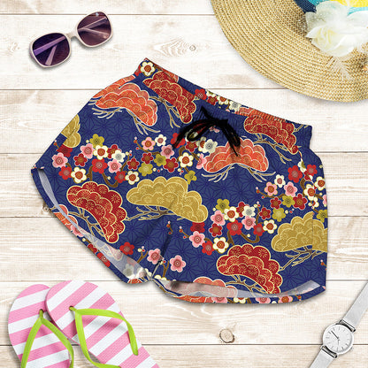 Japanese Cherry Blossom Pattern Print Women's Shorts