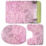 Japanese Cherry Blossom Tree Print 3 Piece Bath Mat Set