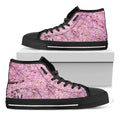Japanese Cherry Blossom Tree Print Black High Top Sneakers