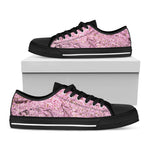 Japanese Cherry Blossom Tree Print Black Low Top Shoes