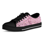 Japanese Cherry Blossom Tree Print Black Low Top Shoes