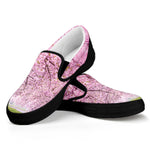 Japanese Cherry Blossom Tree Print Black Slip On Shoes